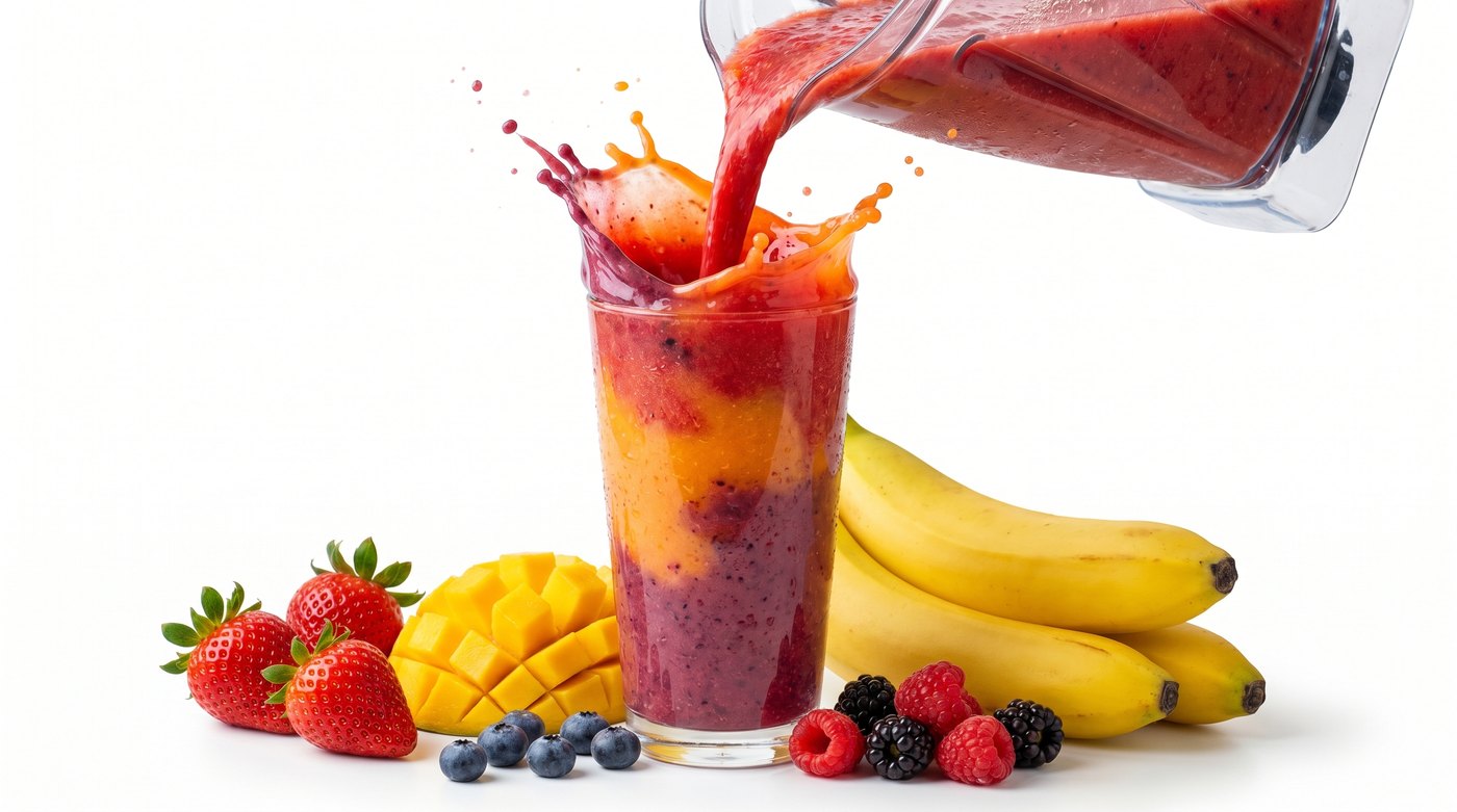 Frischer Smoothie wird eingegossen